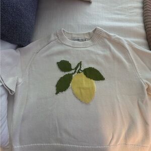 Abercrombie & Fitch White Sweater with Lemon Design